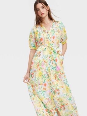 Roller Rabbit x Target Floral Tropical Print Maxi Dress in Yellow and Green Larg